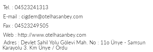 Otel Hasan Bey telefon numaralar, faks, e-mail, posta adresi ve iletiim bilgileri
